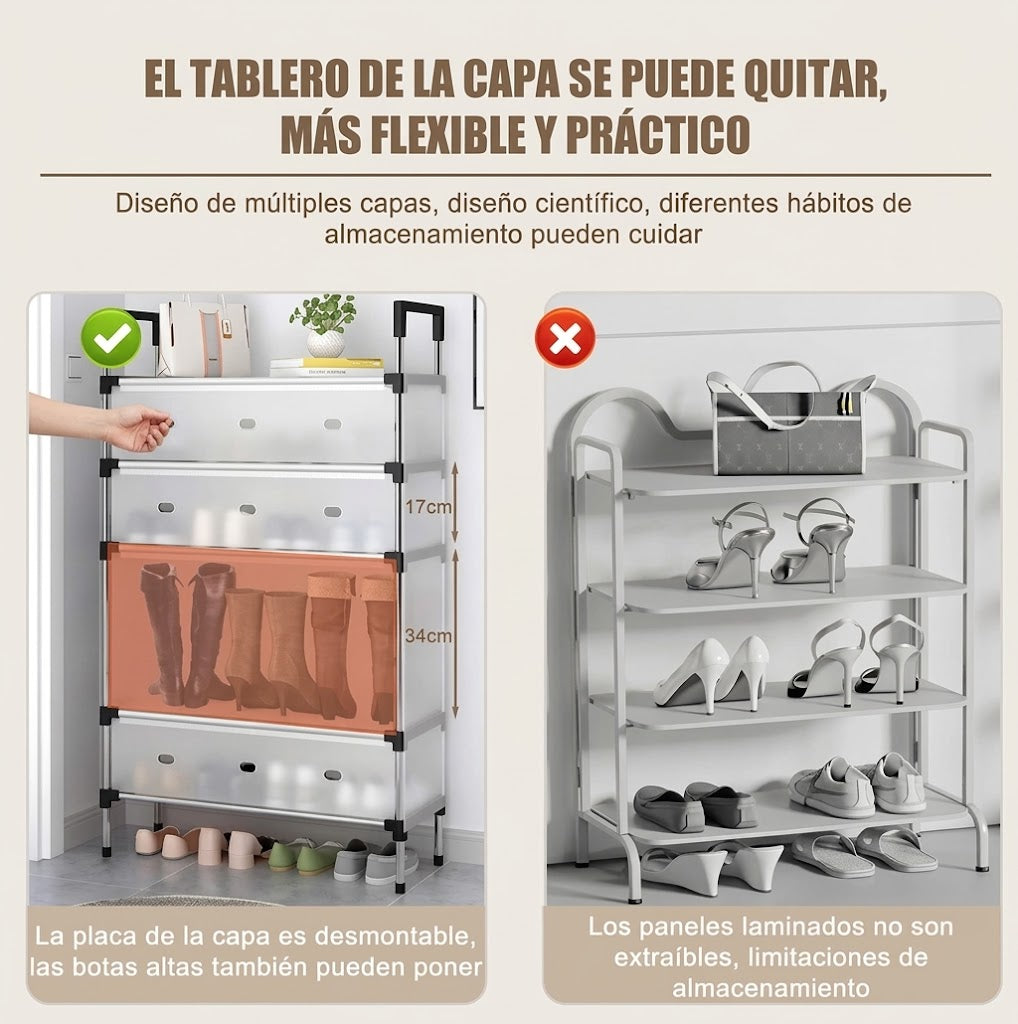 Zapatero de 6 pisos en acrílico- Hasta 15 pares ordenados sin ocupar espacio