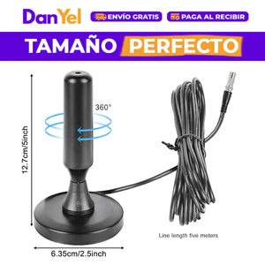 Antena HDTV Digital Portátil 4K – Recepción Magnética de Largo Alcance, Canales Gratis en Alta Definición, Fácil de Instalar Plug & Play