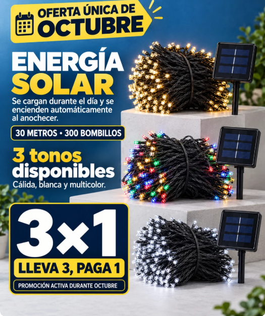 LUZ NAVIDEÑA LED CON PANEL SOLAR