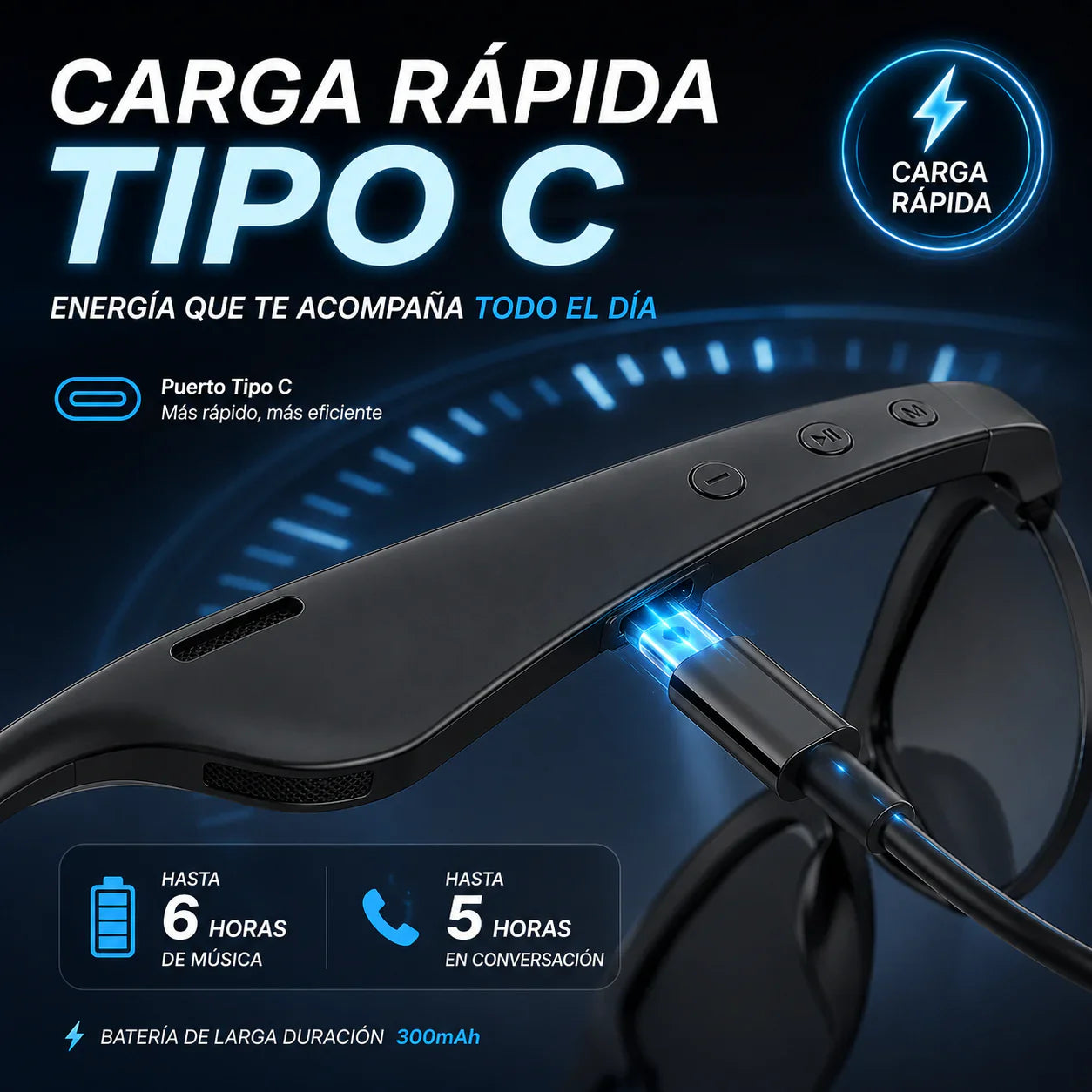 Gafas AudioVision: Lentes de sol y audífonos Bluetooth, todo en uno.