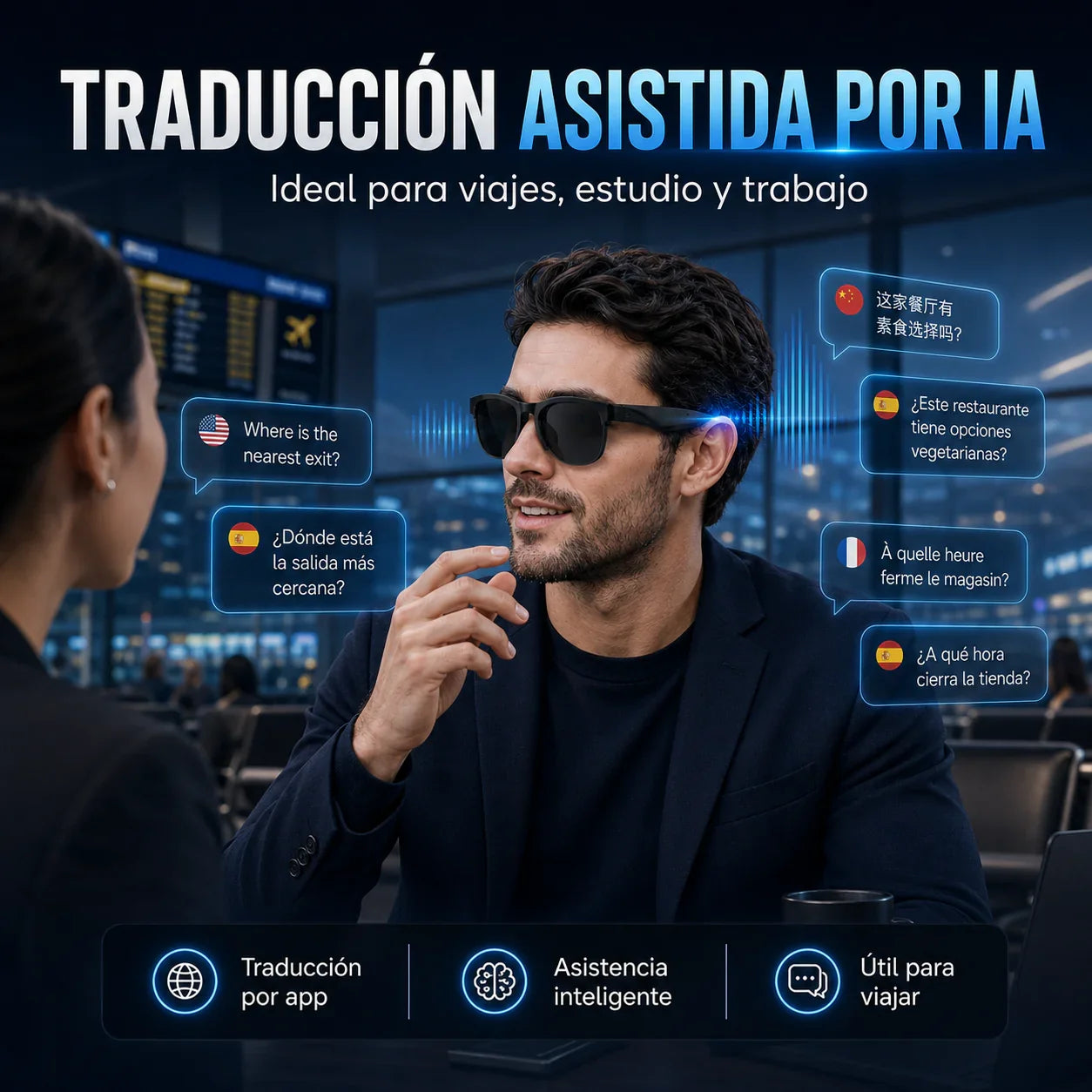 Gafas AudioVision: Lentes de sol y audífonos Bluetooth, todo en uno.