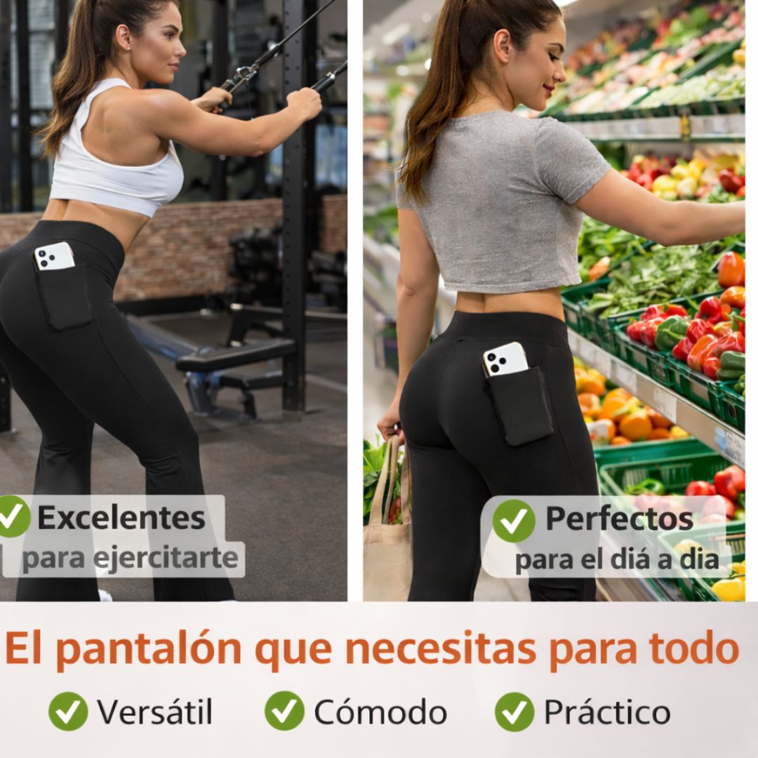 Leggings acampanados con efecto realce de caderas