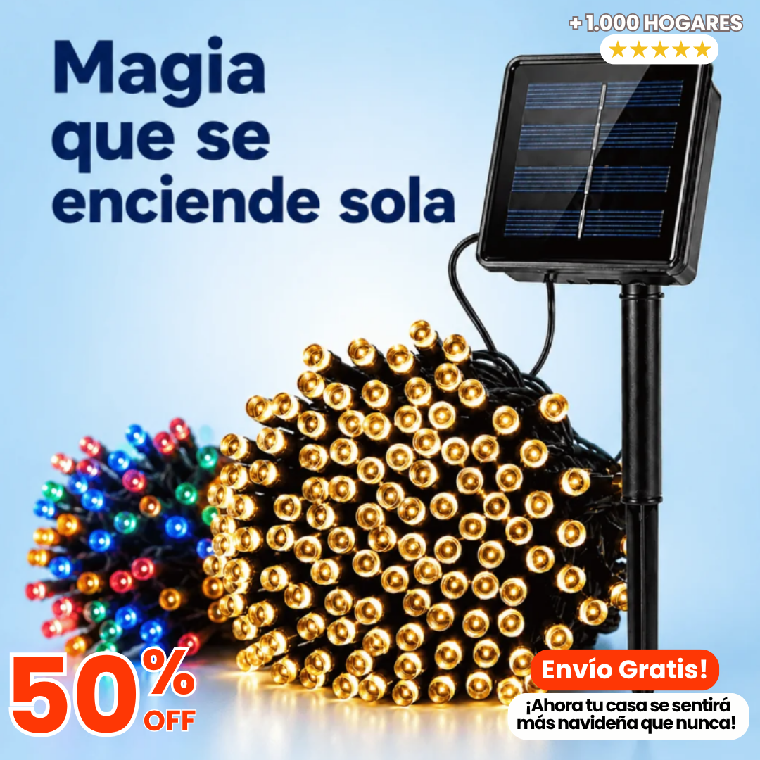 LUZ NAVIDEÑA LED CON PANEL SOLAR