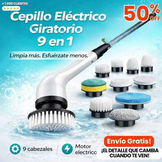 Cepillo de Limpieza Eléctrico Inalámbrico 9 en 1: Deja Tu Casa Brillando Sin Frotar Ni Cansarte.