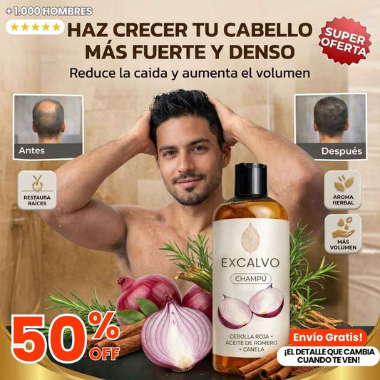 Shampo Excalvo- Màs Densidad, Màs Fuerza y Una Apariencia Visiblemente  Màs Abudante