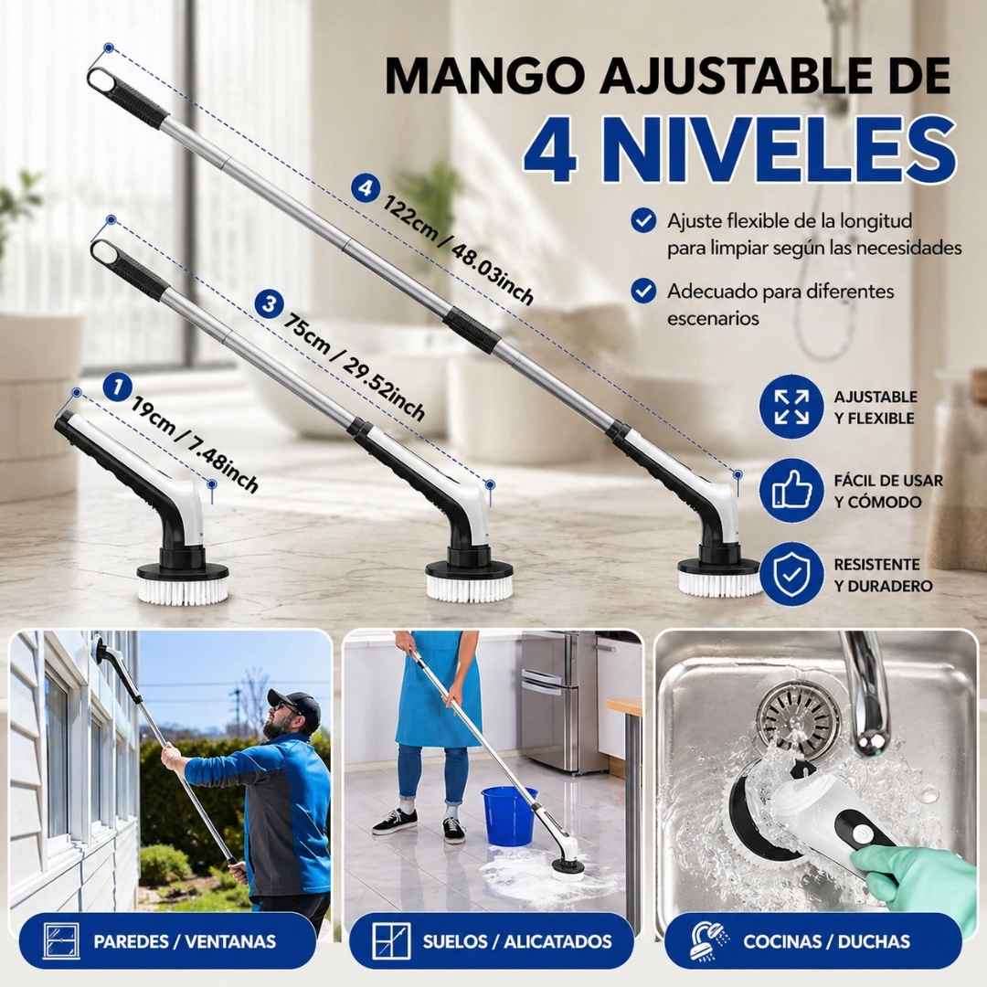 Cepillo de Limpieza Eléctrico Inalámbrico 9 en 1: Deja Tu Casa Brillando Sin Frotar Ni Cansarte.