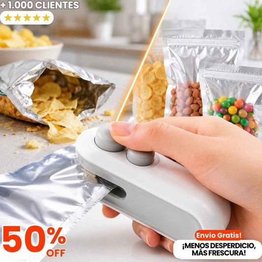 Mini Selladora 2 en 1-¡Paquetes cerrados y comida fresca al instante!