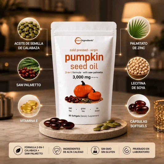Semillas de Calabaza + Saw Palmetto | Apoya tu Salud Prostática y fortalece tu cabello desde hoy