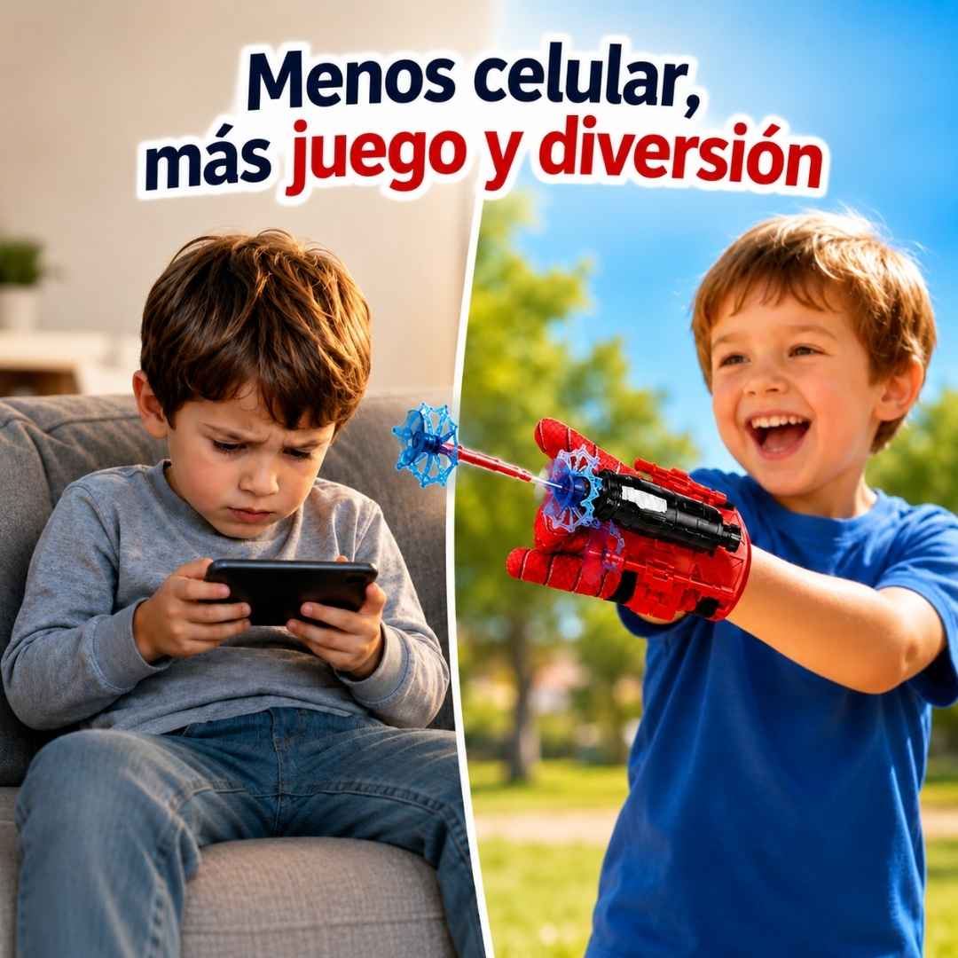 Lanzador Spider-Action®: Telarañas en casa.¡Olvidarán las pantallas al instante!