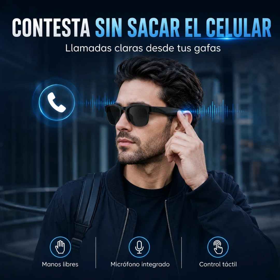 Gafas AudioVision: Lentes de sol y audífonos Bluetooth, todo en uno.