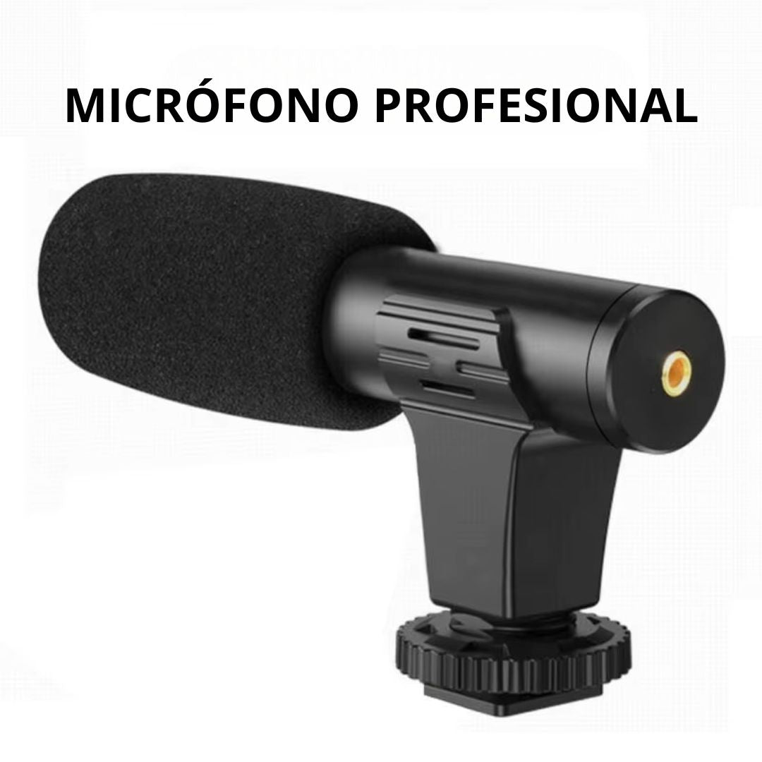 Kit Vlogging Pro 3 en 1 – Luz LED, Micrófono y Soporte para Smartphone