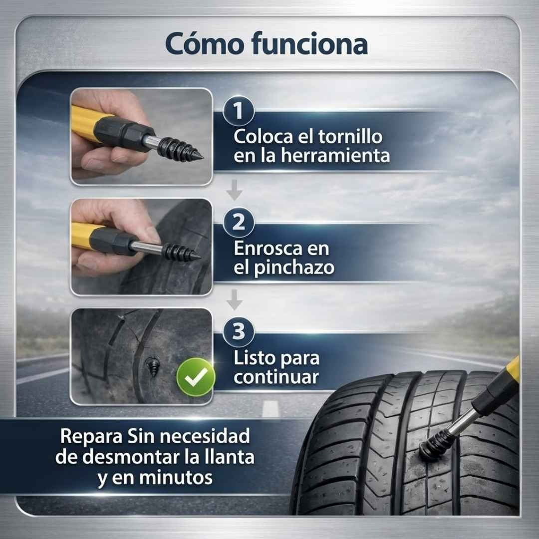 Kit Profesional con 30 Tornillos Selladores-Despínchate en Segundos sin Bajar la Llanta