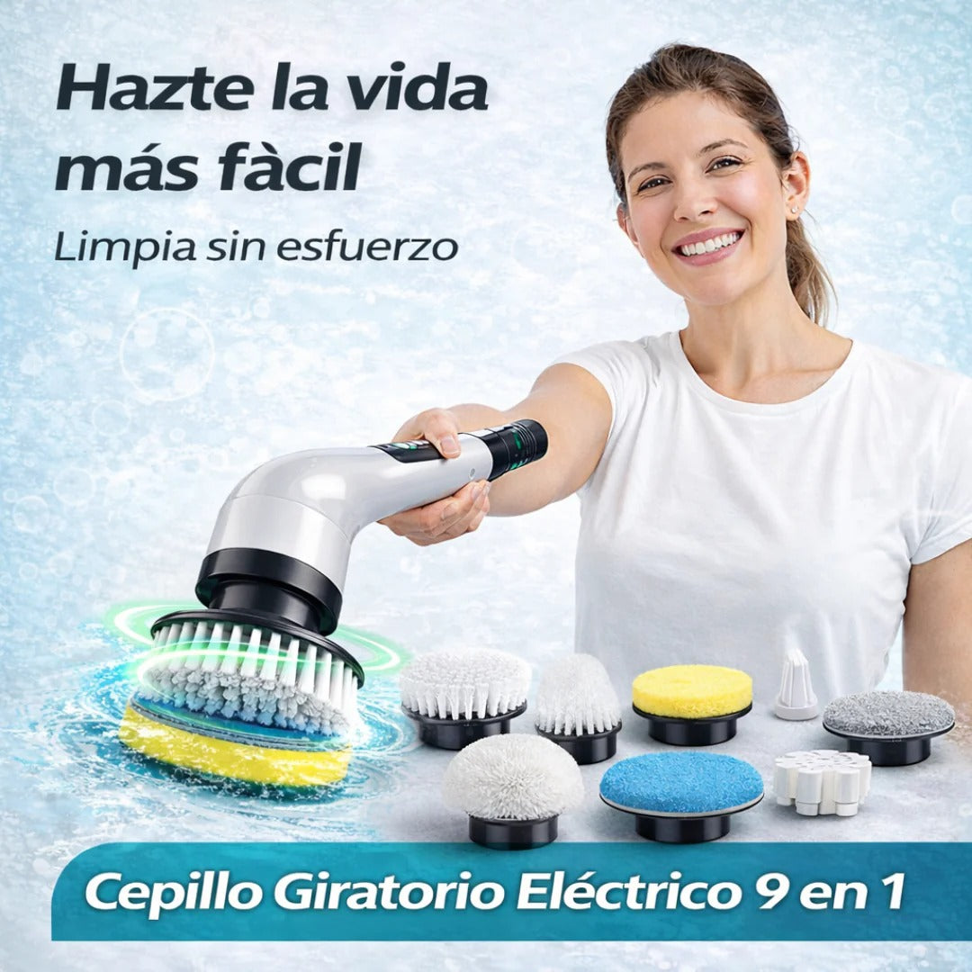 Cepillo de Limpieza Eléctrico Inalámbrico 9 en 1: Deja Tu Casa Brillando Sin Frotar Ni Cansarte.