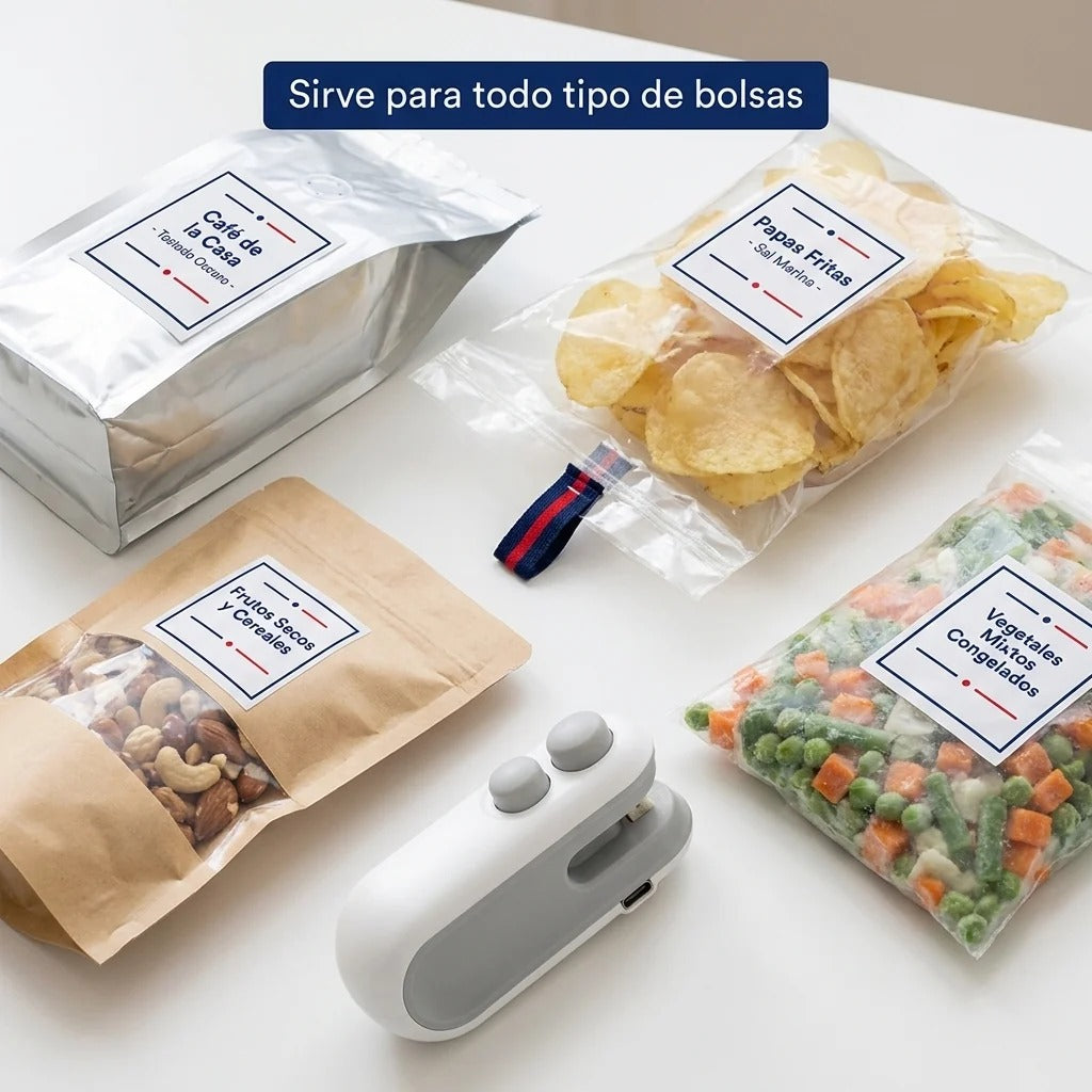 Mini Selladora 2 en 1-¡Paquetes cerrados y comida fresca al instante!