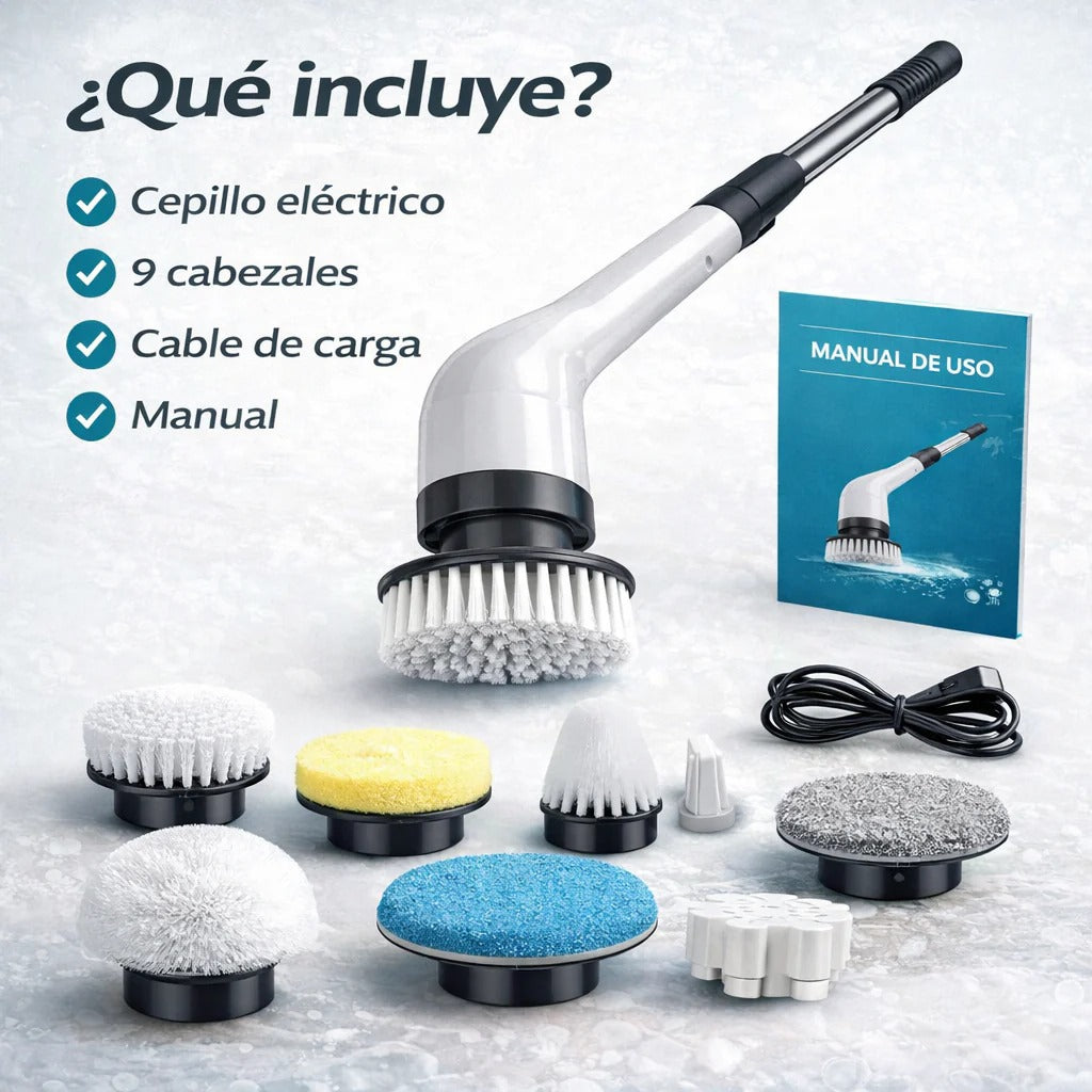 Cepillo de Limpieza Eléctrico Inalámbrico 9 en 1: Deja Tu Casa Brillando Sin Frotar Ni Cansarte.