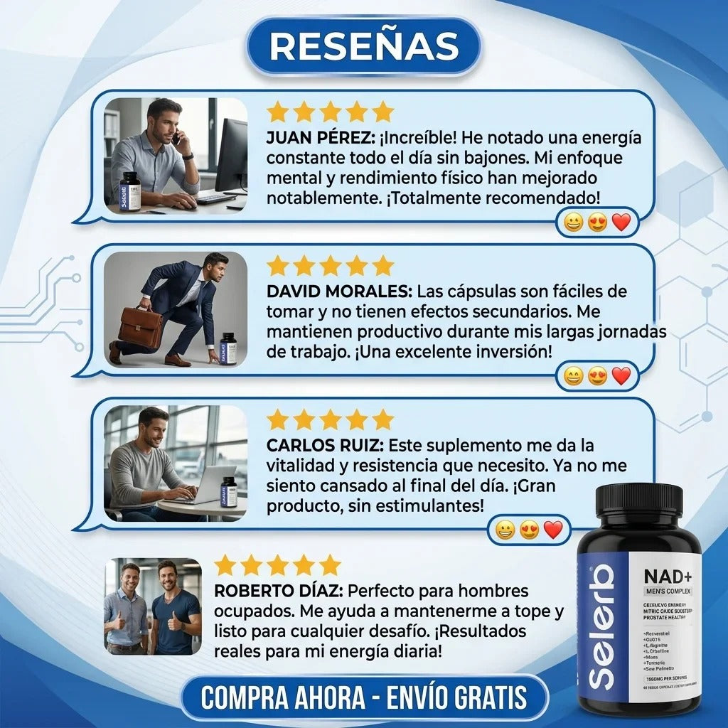 Selerb NAD For Men Pro: El Impulso de Vitalidad y Enfoque que tu Rutina Necesita