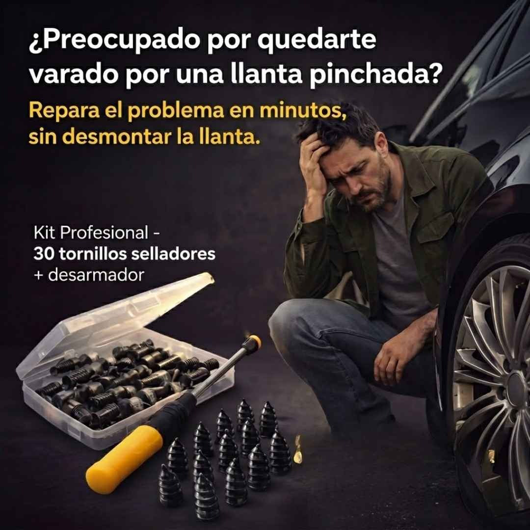Kit Profesional con 30 Tornillos Selladores-Despínchate en Segundos sin Bajar la Llanta