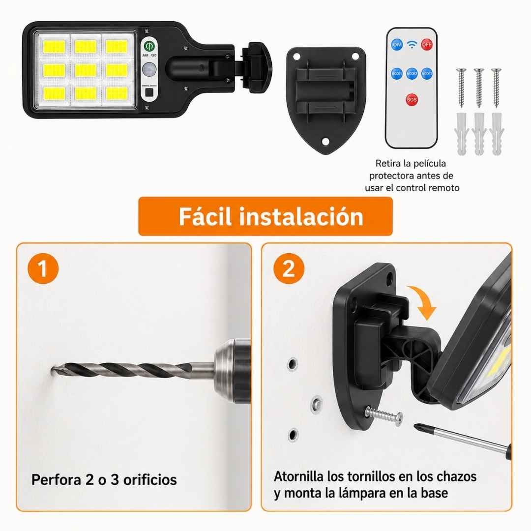 Lampara Reflector Led Con Panel Solar